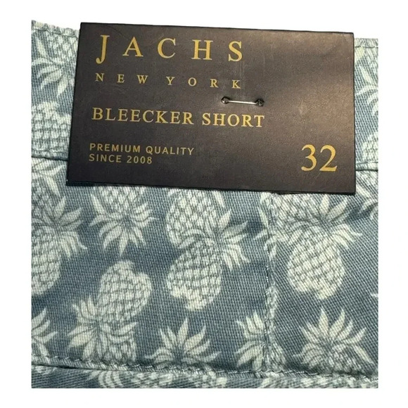 NEW JACHS New York Men's Chino Shorts Size 32 Blue Pineapple Geometric NWT - Picture 3 of 5